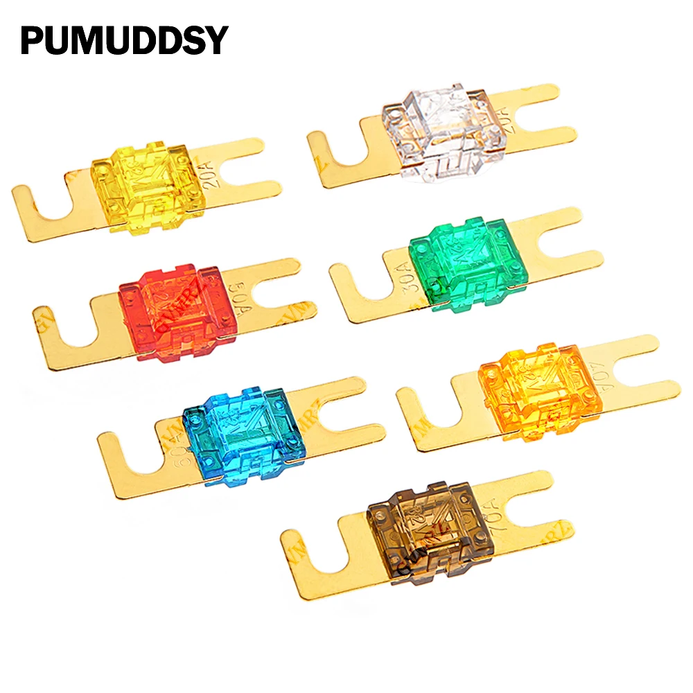 5PCS 20A 30A 40A ANL Gold Plated Stud Car Fuses Mini Car Stereo Audio AFS Fuse 50A 60A 32V Auto Fuse Fuses 70A 80A 100A 125A