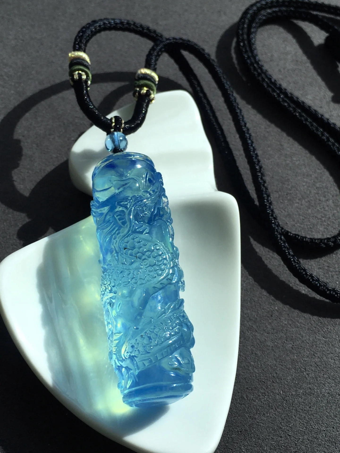 Natural Blue Aquamarine Pendant Dragon Aquamarine 50.8/17/16.8mm Gold Necklace AAAAAA