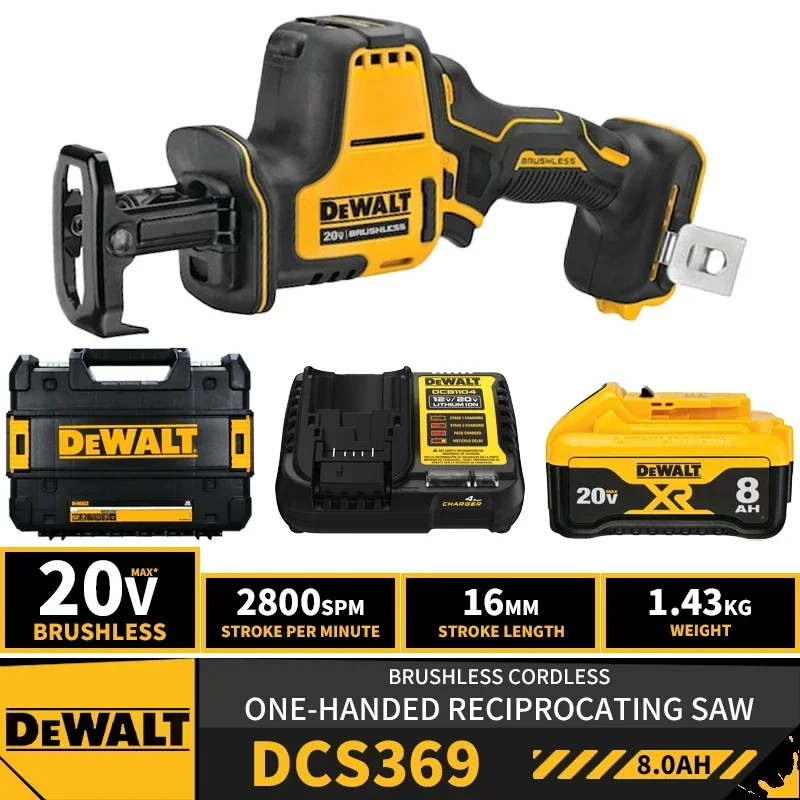 DEWALT DCS369 Kit Brushless Cordless One-Handed Reciprocating Saw 20V Compact Lithium Power Tools 2800SPM With Battery Charger