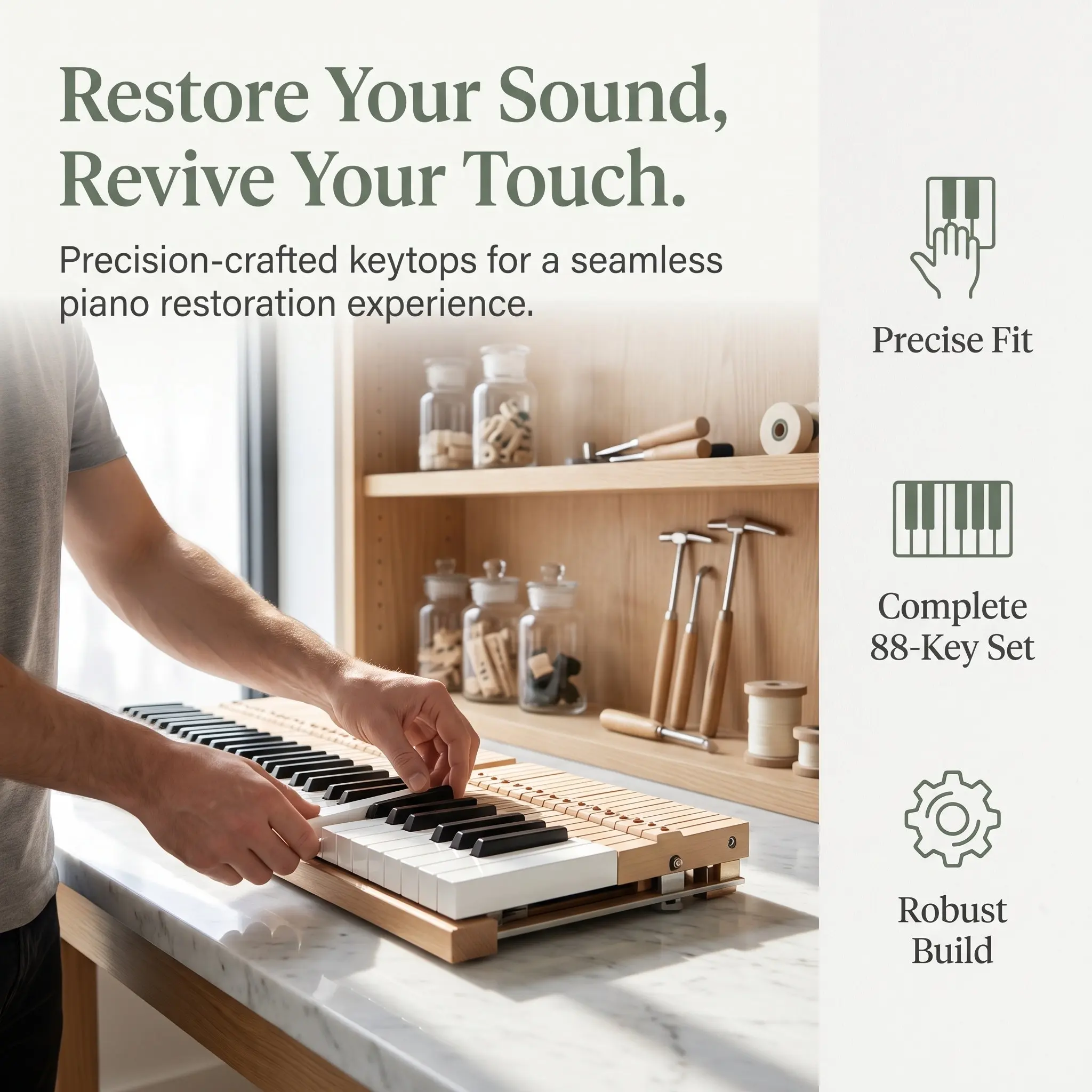 88 Pcs Piano Key Repair Materials Keytop Replacement Keyboard Parts Replacements Keys Music Waterproof Oxford