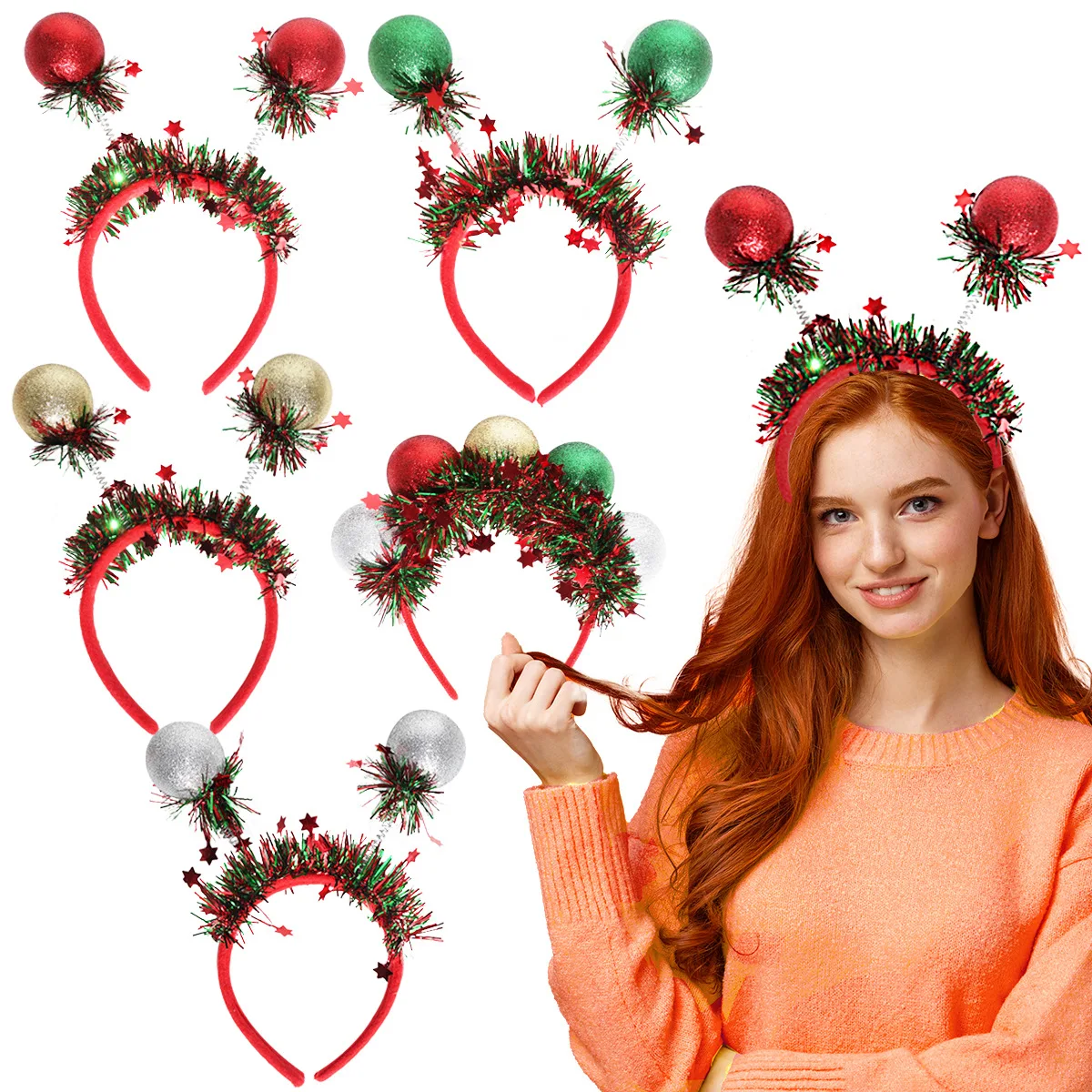 1Pcs Christmas Headband Christmas Ball Headbands Hair Hoop Christmas Costume Props Christmas Hair Accessories for Women Adults - Image 2