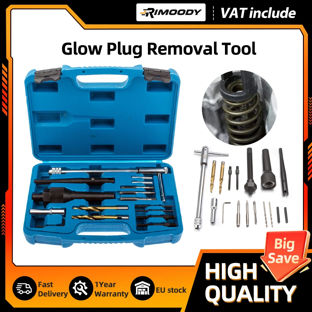 Podofo Glühkerzen-Entfernungs- und Gewindereparatur-Werkzeugset für Zylinderköpfe, Auto-Reparatur Glühkerzen-Entferner-Kit