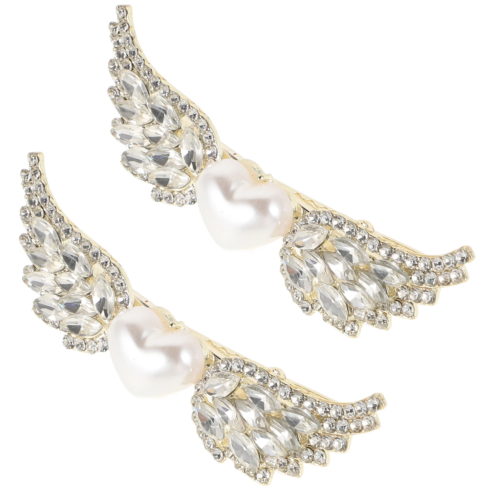 

2pcs Pearl Hairpin Golden Heart Clip Brooches Girls Accessories Hair Styling Pin Durable Bright Attractive