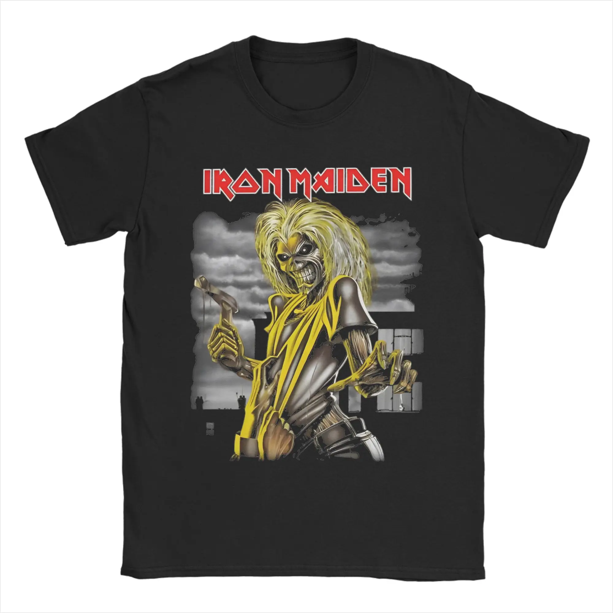 

I-Iron M-Maidens and Skeleton T Shirt 100% Cotton T-Shirt O Neck Metal Music Band Tee Shirt Short Sleeve Clothes Plus Size