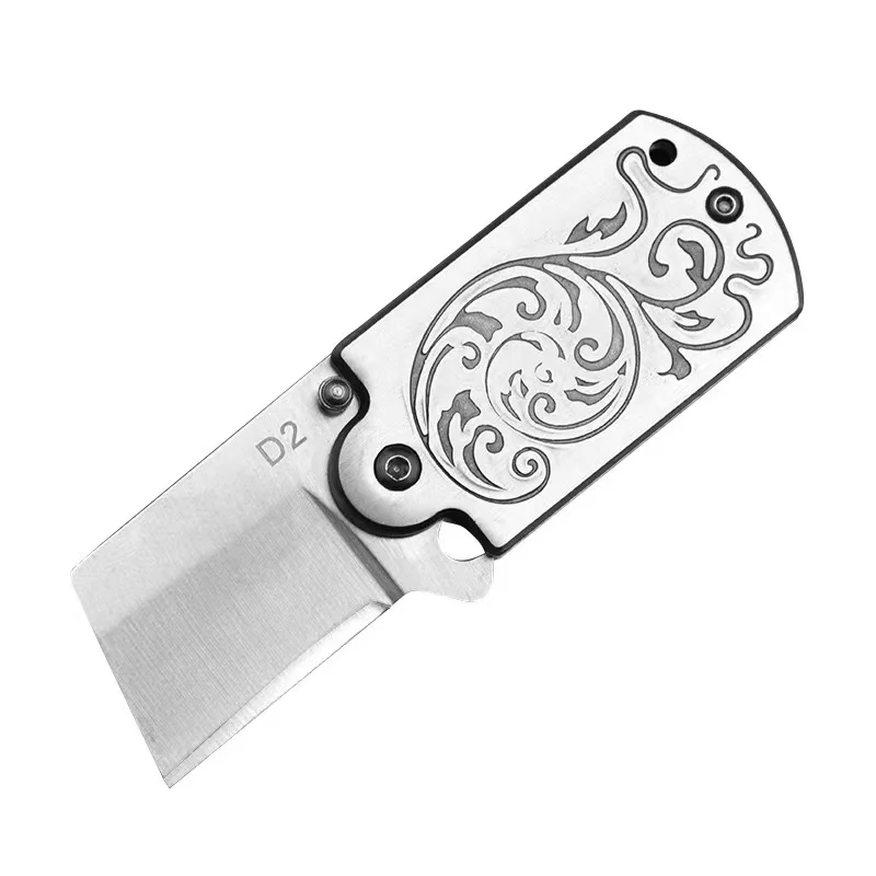 Outdoor D2 steel high hardness folding knife mini portable pendant craft knife multi-purpose portable folding knife