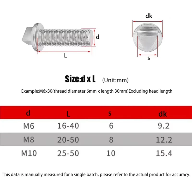 304 Stainless Steel M6 M8M10 Outer Triangle Head Anti Theft Security Screws for Street Light Motor Box Guardrail,Wrench/Tool Key