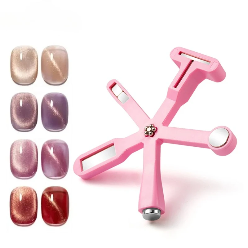 6 IN 1 Multi-function Cat Eye Nail Magnetic Stick Cross Magnet Board for Cat Eye UV Gel Nail Tool Shiny Nail Art Decal Tools