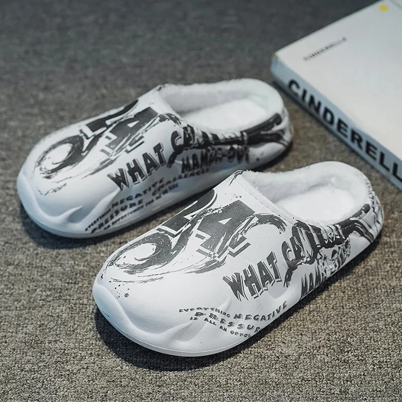 Warm Comfort Cotton Slippers Fluffy Plush Upper Flexible Wear Resistant Sole Anti Slip House Footwear for Indoor Lounge Moments