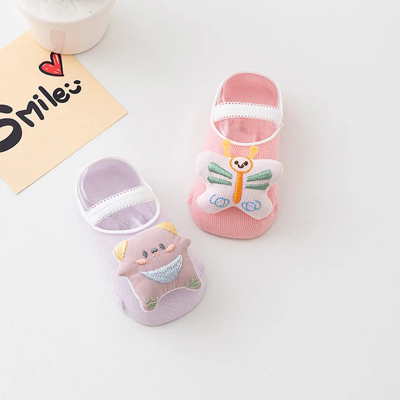 2 pezzi estate sottile A-class cotone bambino neonato scarpe da pavimento calzini simpatico cartone animato calza per bambini che assorbe il sudore