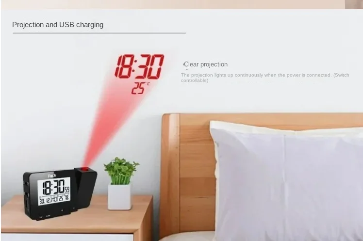 الإسقاط WIFI ساعة ذكية مزامنة الوقت التلقائي القياسية ساعة صامتة درجة الحرارة والرطوبة ساعات منبه #6