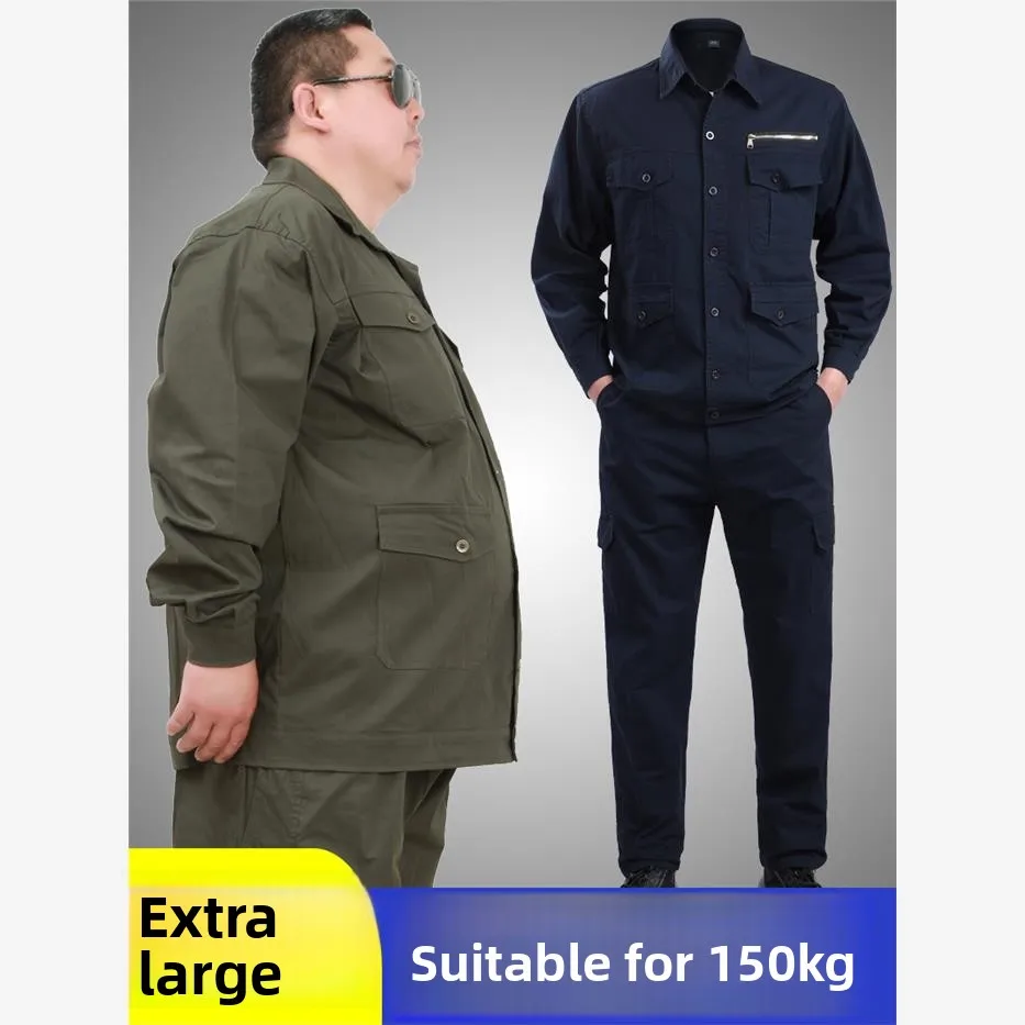 

Large Size Men's Work Uniform Set Pure Cotton Loose Fit Thin Short Sleeve Pants Labor Protection Clothing Summer Thin Cotton ...