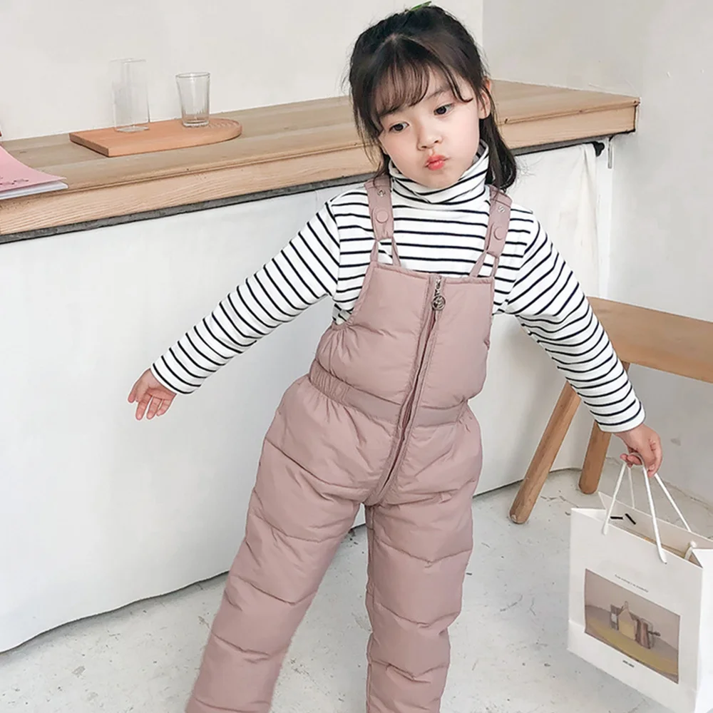 Winter Children Warm Overalls Autumn Girls Boys Thick Pants Baby Girl Jumpsuit For 1-5 Years High Quality Kids Ski Down Overalls