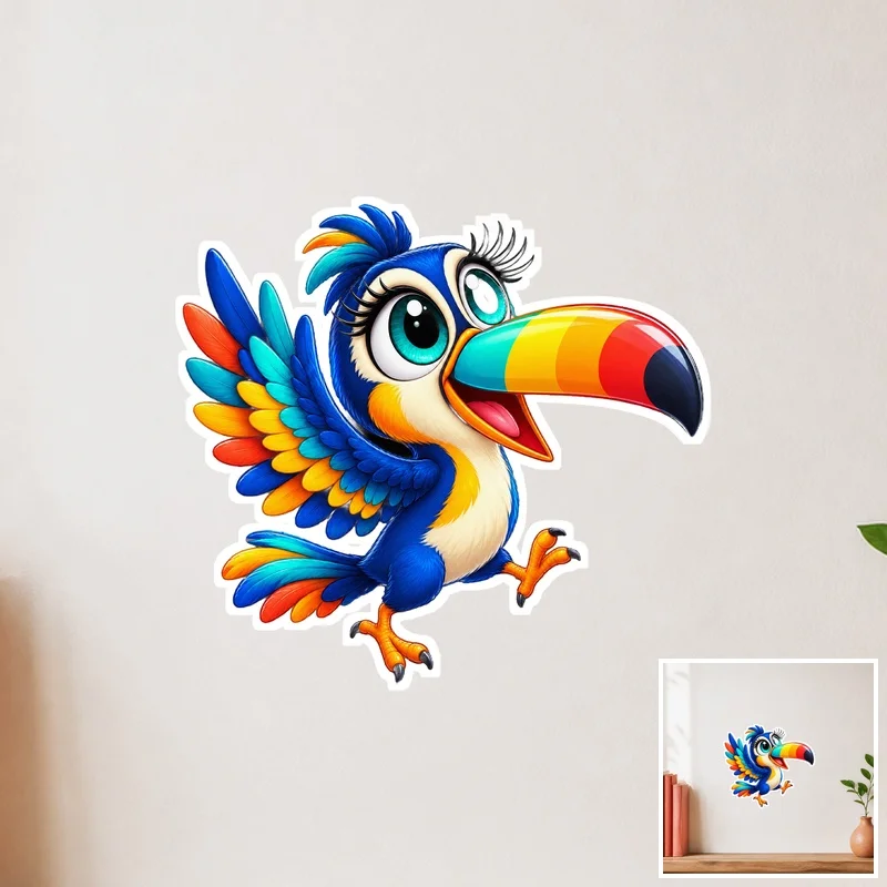 Big Eye Colorful Toucan Car Decal, Waterproof Sun Resistant Printed Vinyl Decal for Car Truck SUV Window and Body Decoration
