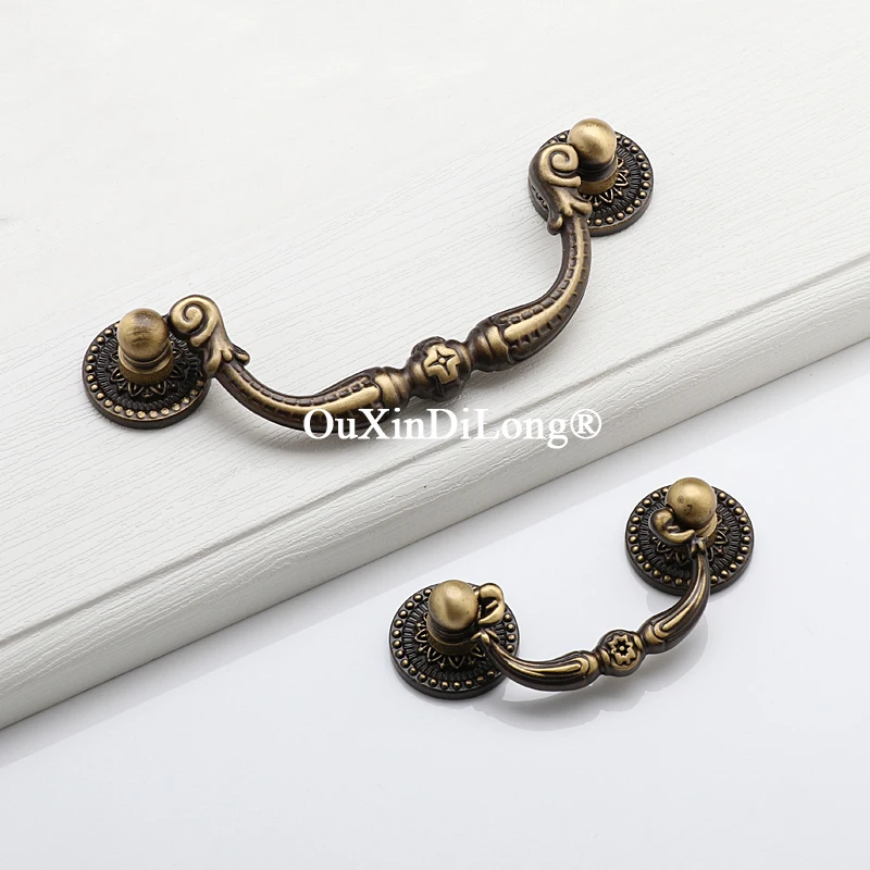 

Retro 10PCS Pure Brass Antique Furniture Pulls Rings Drawer Pulls Cupboard Wardrobe Dresser Kitchen TV Wine Cabinet Pulls Handle