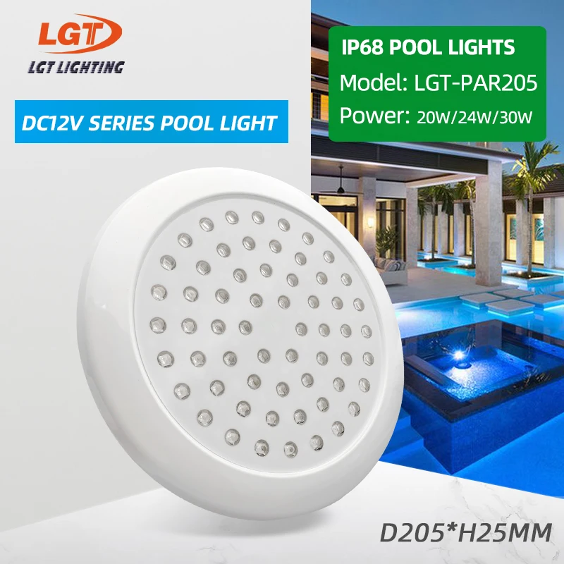 

Submersible Spa Swimming Pool Light 20W 24W 30W Recessed Ultra Thin SMD Resin Filled Lamp RGB Color Changing DC 12V