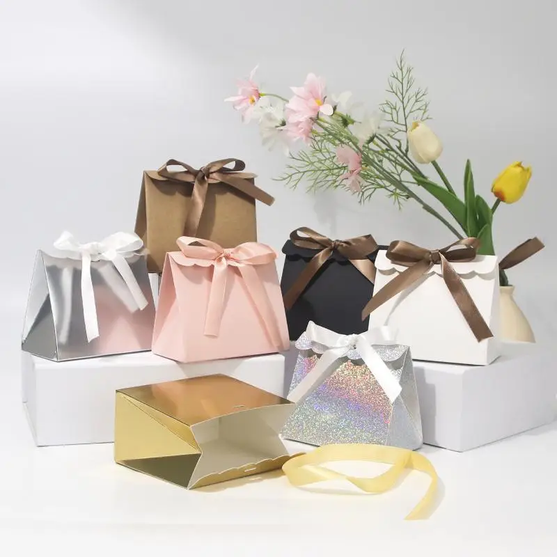 5 Stück, exquisite Schleifendekoration, kompakte, leichte Papierbeutel für Süßigkeiten, dekorative Aufbewahrungsbox für Geburtstagsfeiern, kleine Geschenke zum Ausdruck von Dankbarkeit. – Detail 2