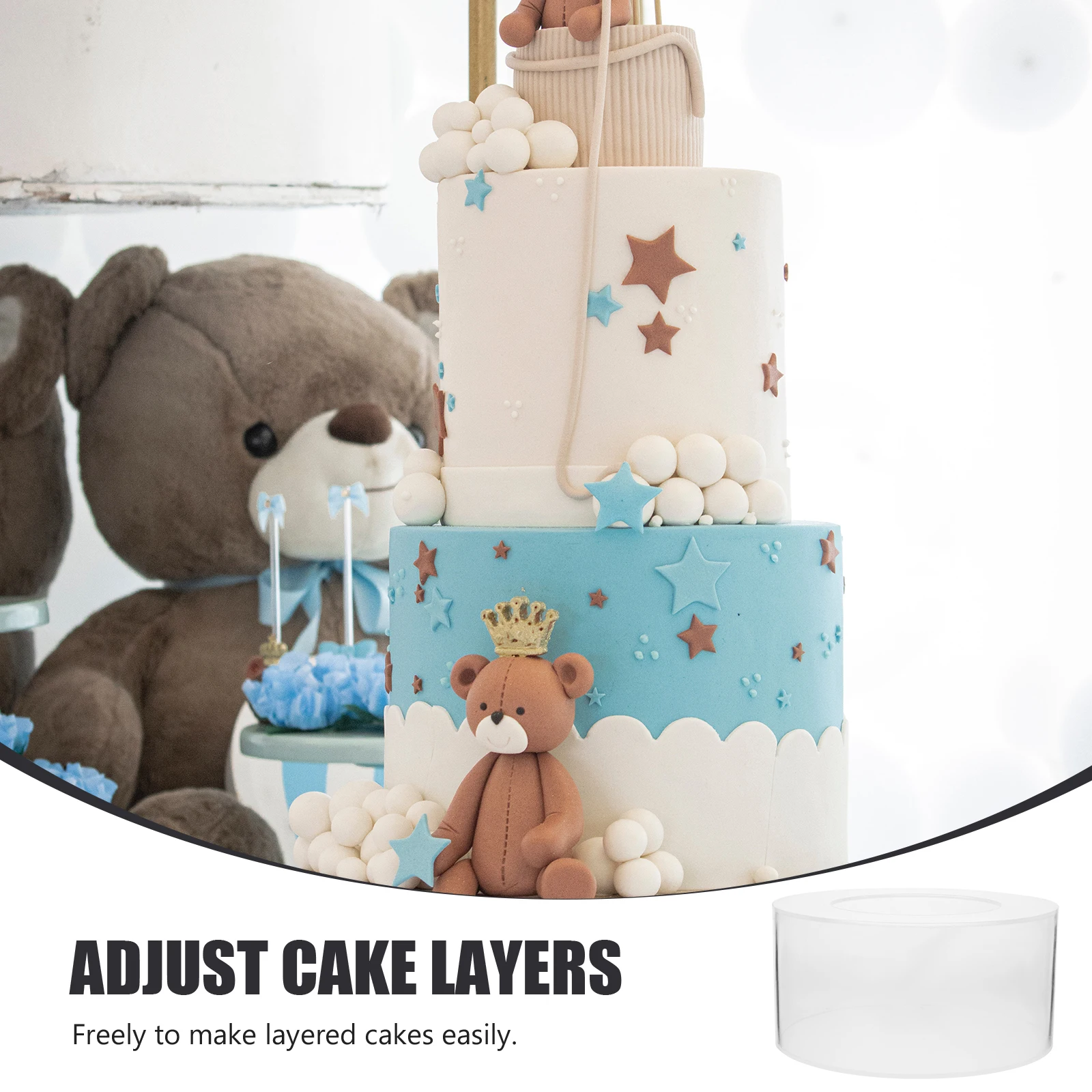 

Refillable Clear Cake Riser Box Acrylic Cylinder Display Case For Tiered Cake Stand Support Base Multi-Layer Decorative
