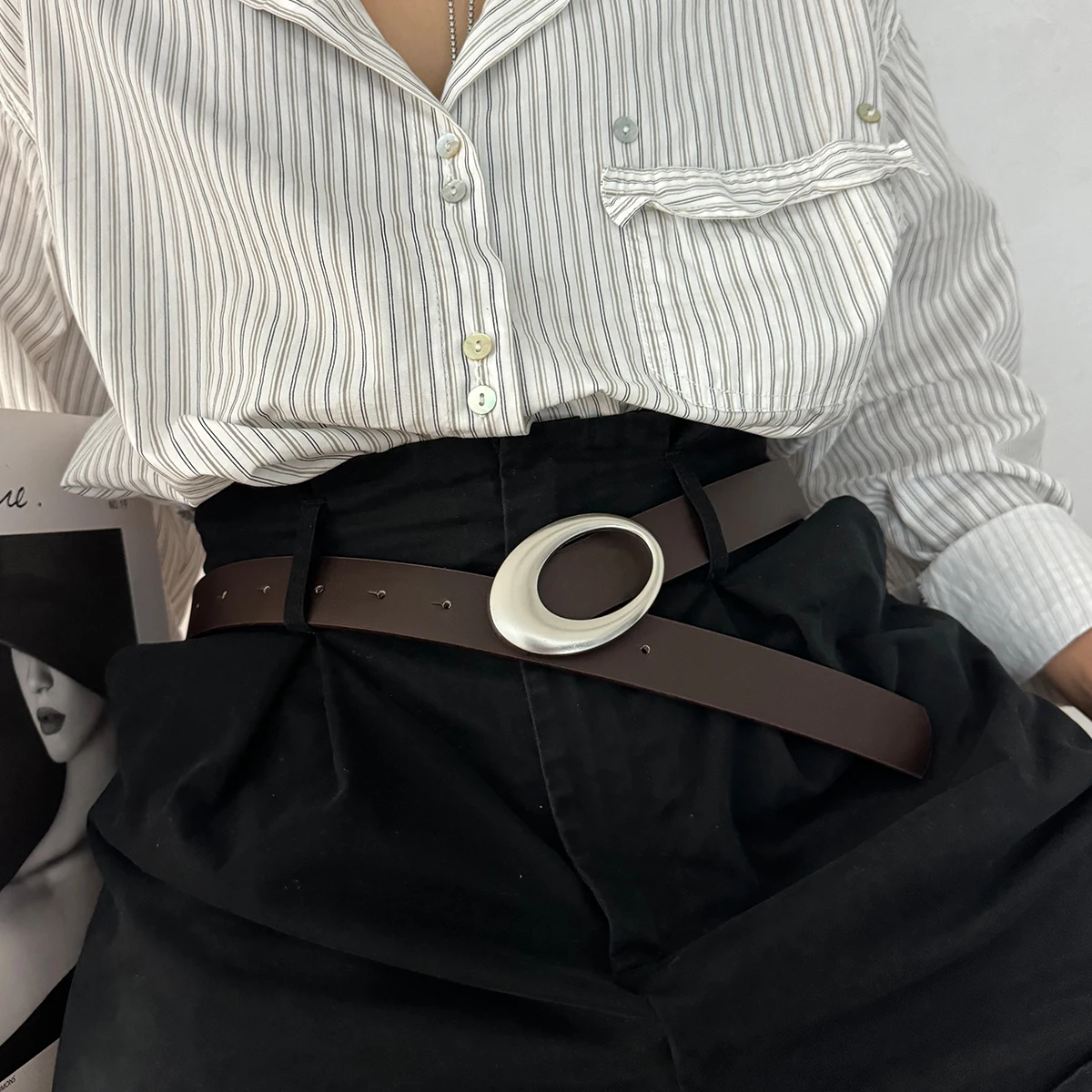 Vintage Belt Moon Star Punk Decoration Couple Y2k Buckle Metal Men and Women Pu Leather Belt Jeans Pants Belt image 3