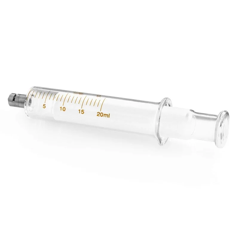 2 Pack Luer Lock Reusable Glass Syringe with No Needle, 5ml/20ml