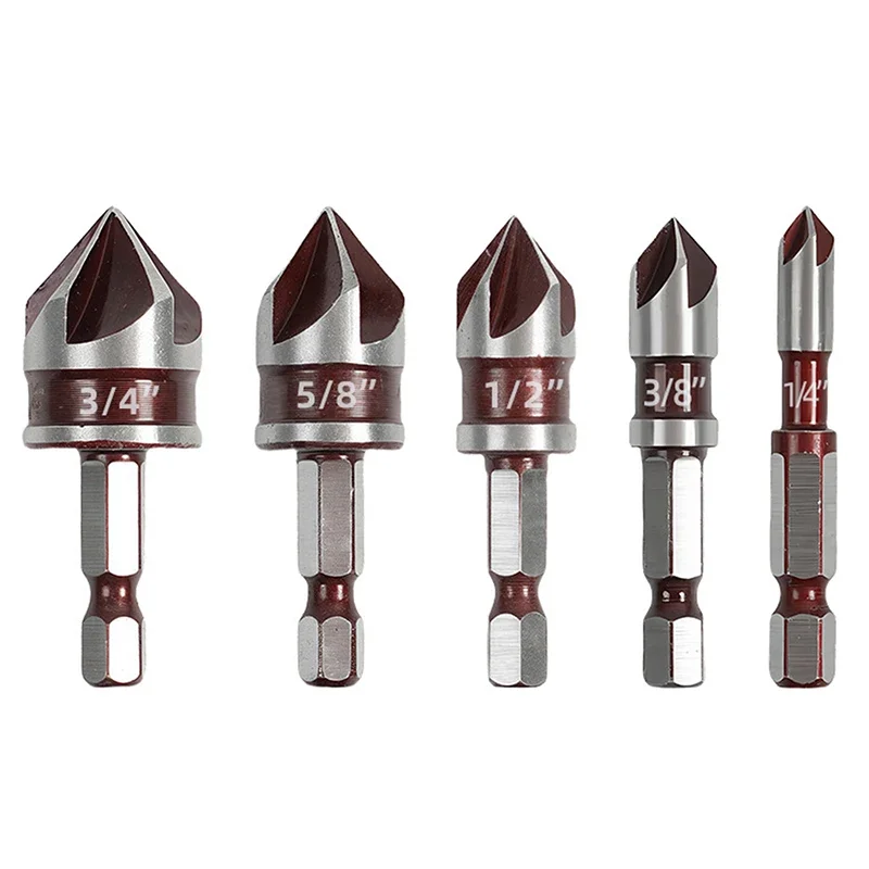 Hole Opener Chamfer Drill Bit Hex Shank Woodworking Chamfering Tool 82° Countersink Precise Multi-Size Countersink Bits