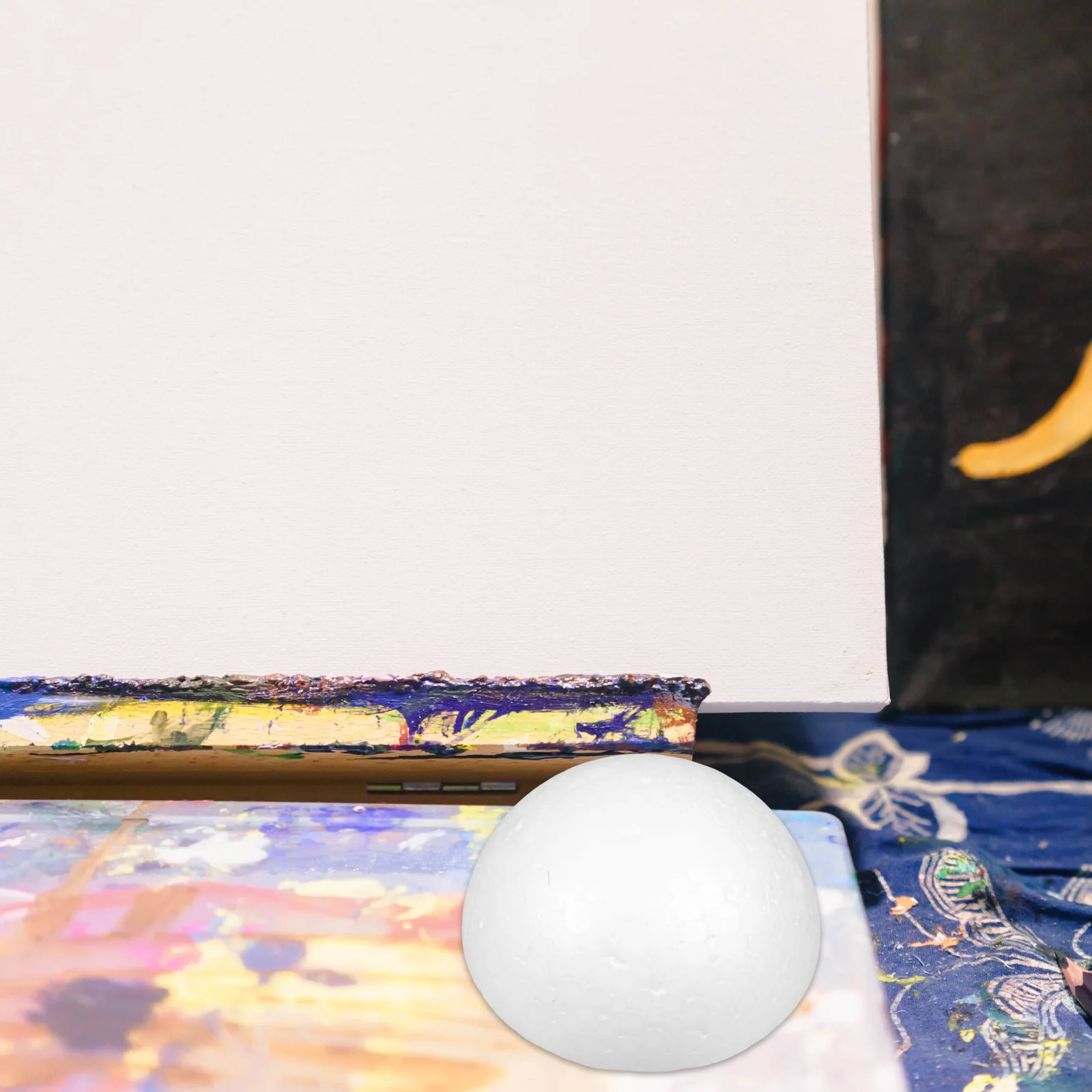 

12Pcs Foam Half Balls DIY Unpainted Foam Hemispheres Wedding Bouquet Holders Handheld Floral Handles for Painting Craft Projects