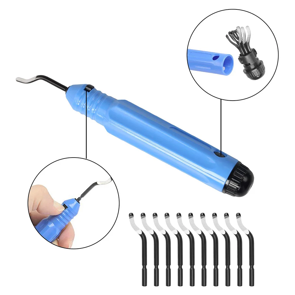 

Deburring Tool Kit Anti-Slip Handle and Pack of 10 Deburring Blades for Wood,Metal,Plastic,Aluminum,Copper and Steel