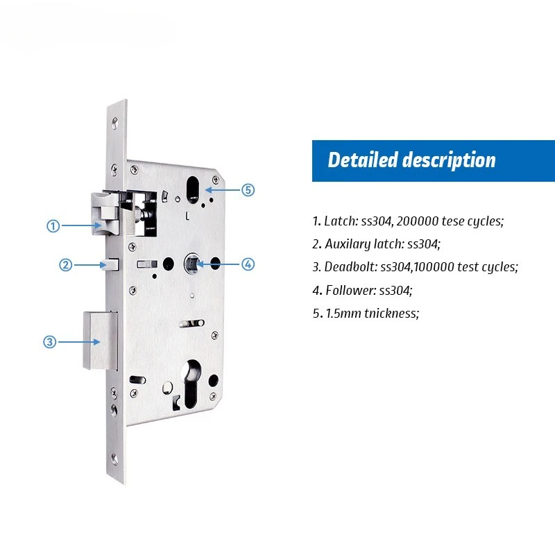 نموذج جسم قفل نقر 5572 6072، مسمار ديدبولت عالمي مزدوج اللسان للقفل الذكي والقفل الميكانيكي