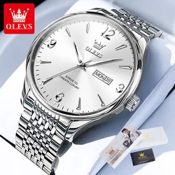 OLEVS Luxury Brand Men's Watch Fashion Business Stainless Steel Waterproof Glow Week Date Quartz Watch Classic Casual Men Watch