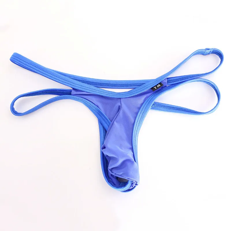 Men Hollow Thong With Double Waistband Big Pouch Sexy Silky Soft High Elastic Breathable Male Panties