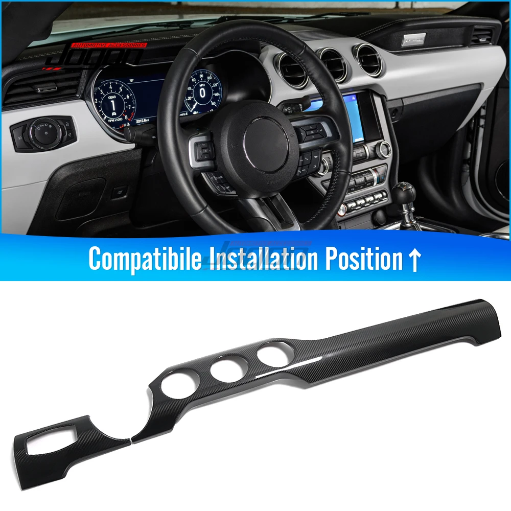 

LHD 2Pcs Carbon Fiber For Ford Mustang 2015-2021 Car Interior Central Console Dashboard Panel Cover Sticker Trim Accessories