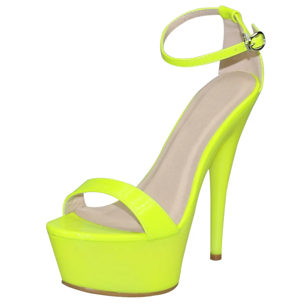 TIMETANG Fashion Summer Neon Color T-strappy Sandals For Women Sexy 15CM Ultra High Heel Platform Party Dancing Shoes 4 Colors