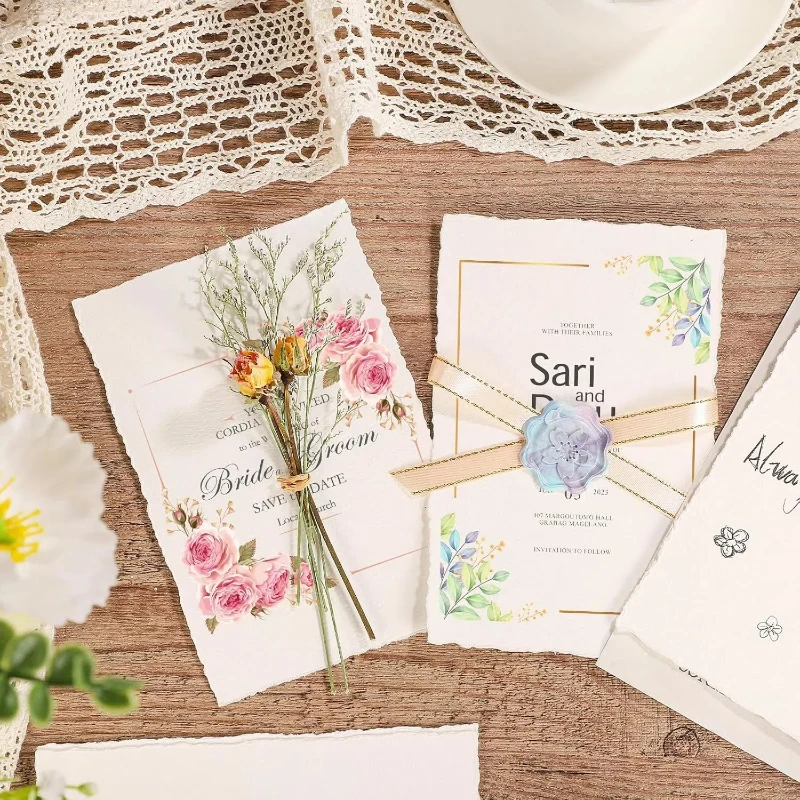 25 Sheets Watercolor Paper, 300 GSM Deckled Edge Paper 4 x 6 inch Rough/Textured Handmade Paper Cotton Paper White Textured Pape