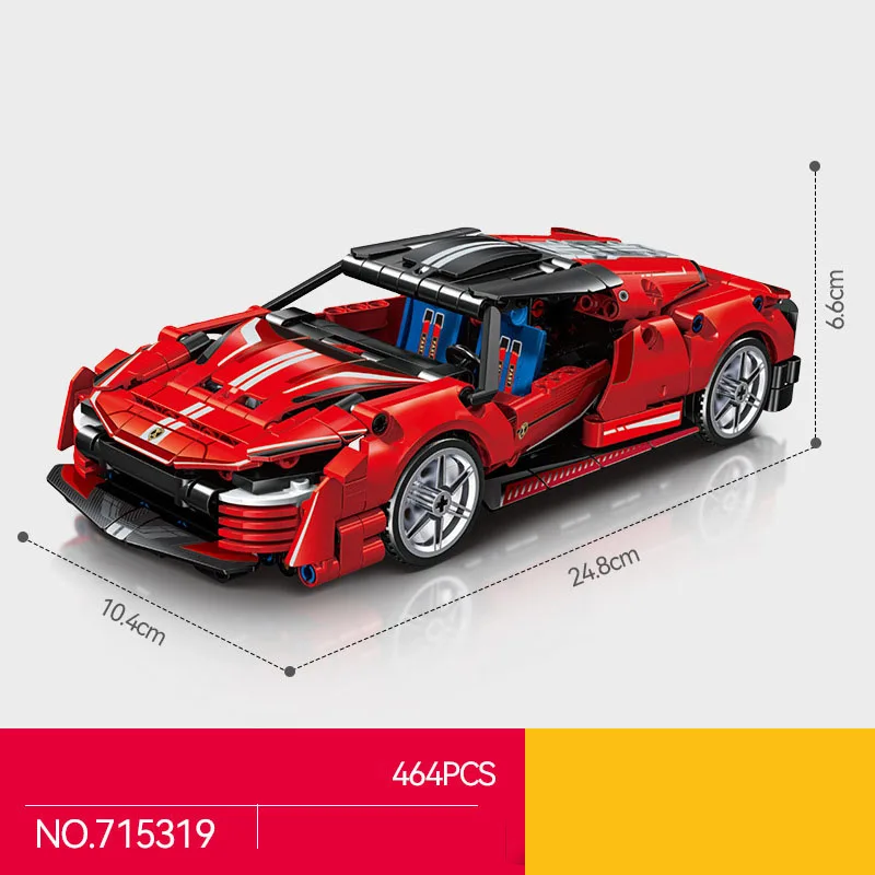 Bloco de construção técnico escala 1:18 veículo supercar italiano daytona sp3 tijolo de construção super esporte carro brinquedo coleção