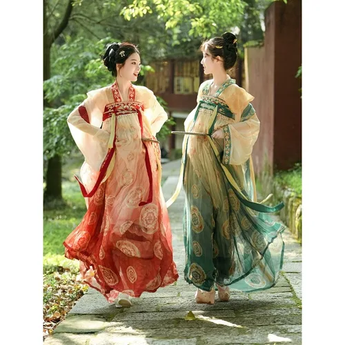 Vestido Hanfu tradicional chino antiguo para mujer, traje de Baile Folclórico Retro, conjuntos de dinastía de canciones, bordado de hadas