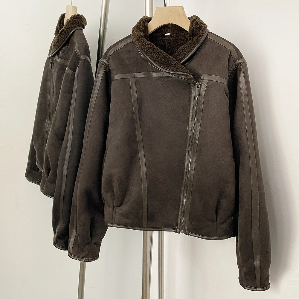 

Весенне-осенняя куртка из искусственной кожи Y2K 2026 года, демисезонная женская куртка с кожаным воротником, женская куртка из искусственной кожи