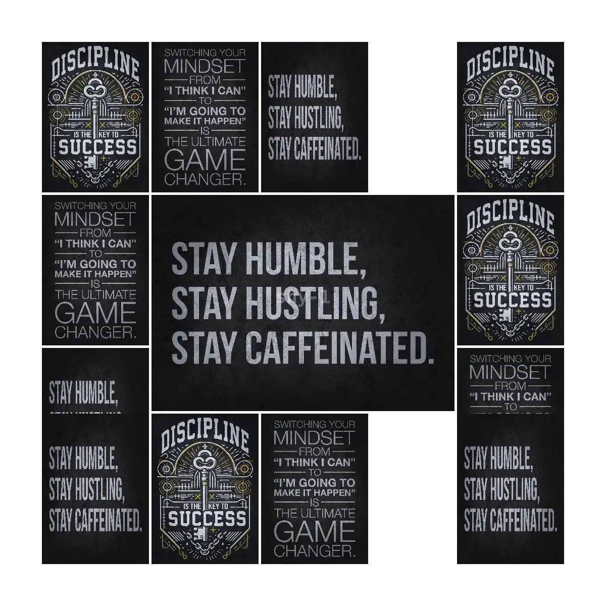 Stay Hustling Caffeinated Poster  Mancave Collection Premium Wall Art Print for Home  Office Interior Design Decor