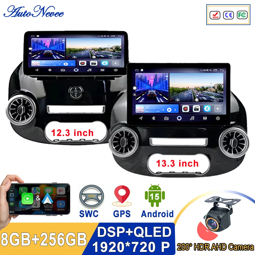 12.3 inch Android14 Radio For Mercedes Vito W447 2014 - 2022 High-performance CPU GPS Navigation Stereo Head Dash Cam HDR BT