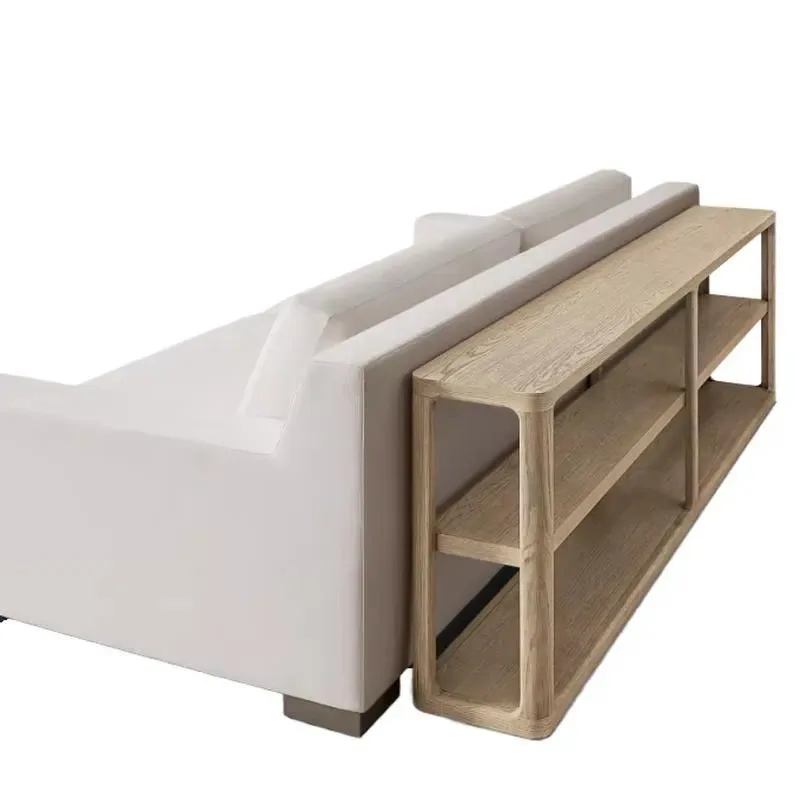 Modern Solid Wood Entrance Table American Style Long Sofa Back Table Three Layer Storage Rack with Rounded Corners