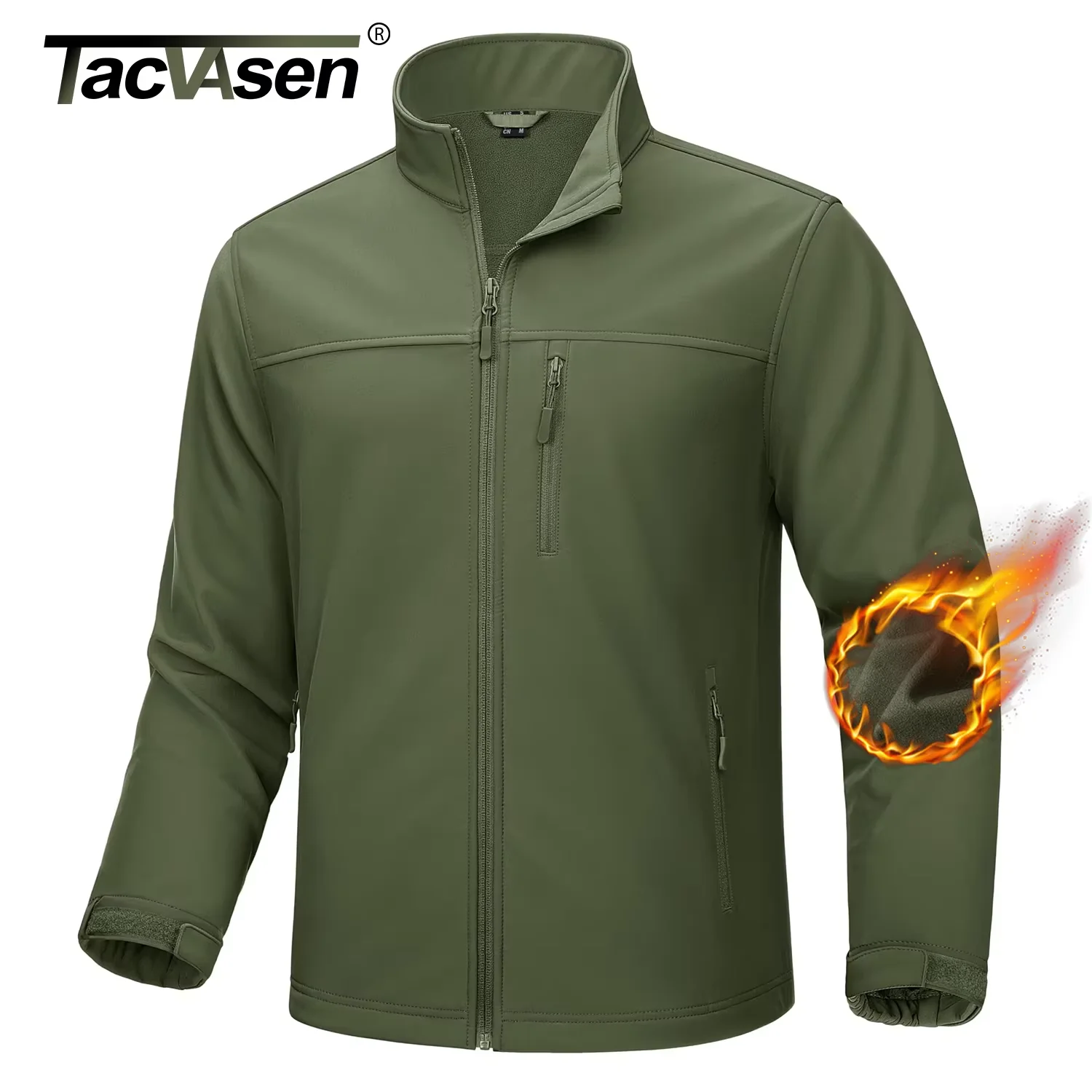 TACVASEN Waterproof Softshell Jackets Mens Winter Fleece Lined Work Jackets Zipper Pocket Outdoor Jacket Male Windbreaker