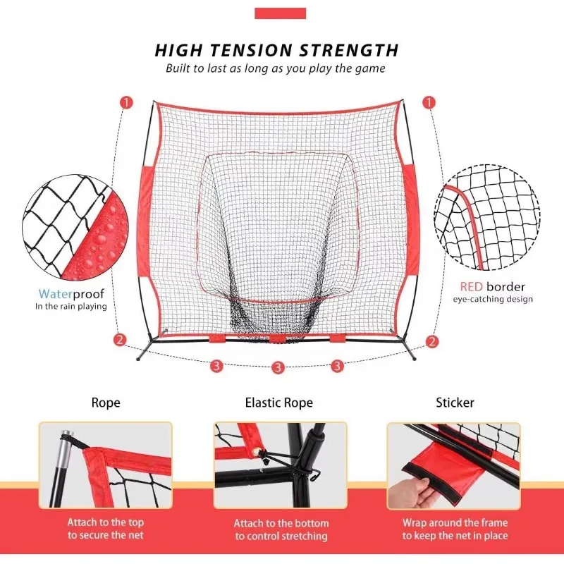 Baseball and softball net 7X7 indoor and outdoor practice net Baseball and softball strike practice Portable rebound