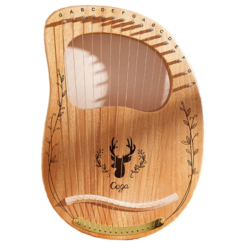 

OURC-CEGA Lyre Harp 16 Strings Piano Wooden Mahogany Musical with Tuning