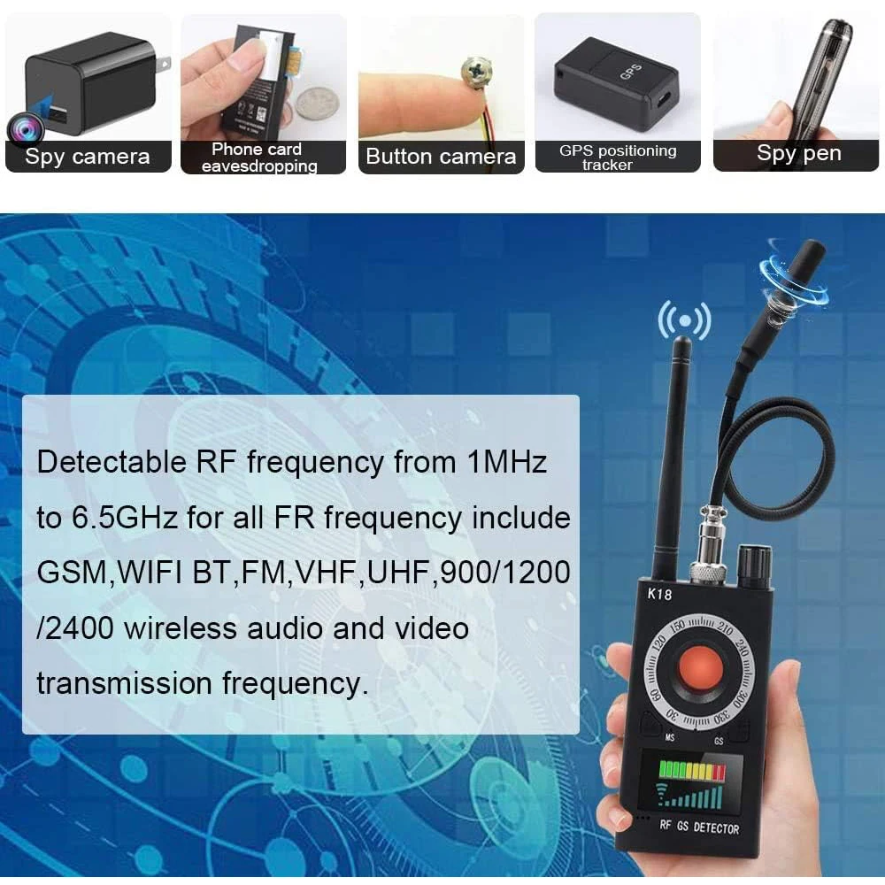 Multi-function Anti-spy Detector，Anti Listening Devices for Hidden/GPS Tracker/RF Signal Wireless/Eavesdropping Device, Radio Fr