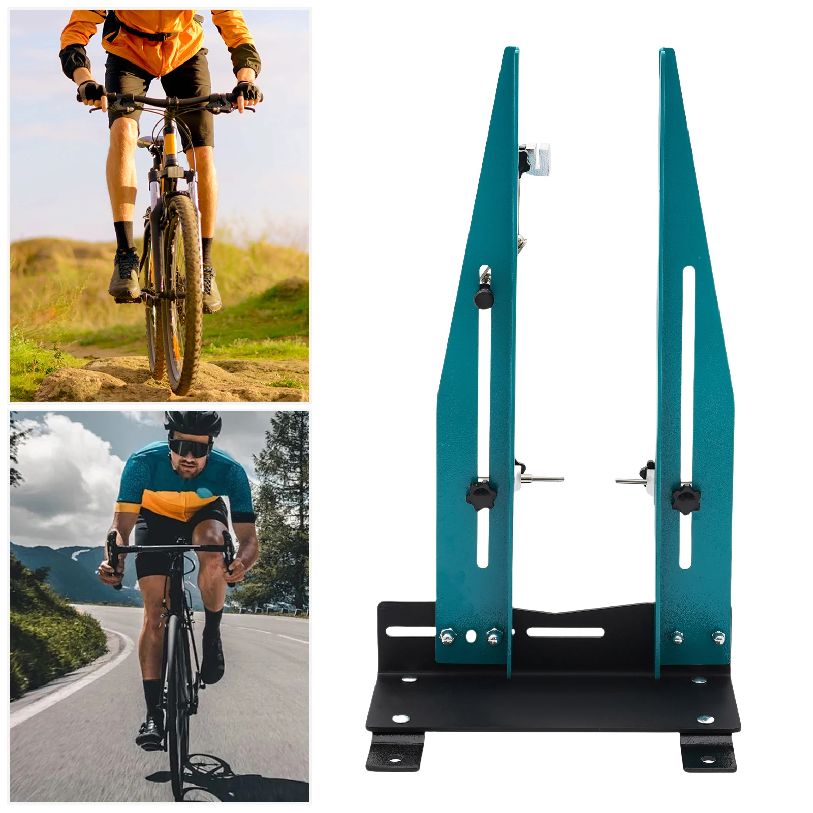 

BYMAOCAR Wheel Truing Stand, Professional Bicycle Wheel Maintenance Tool 360° Swivel Dual Adjustment 3.5-5.9" Adjustable Width