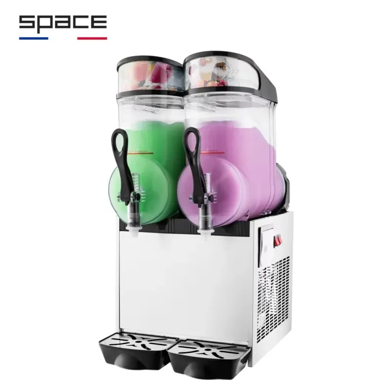 for Space Double Barrel Double Tank 12L Automatic Commercial Slush Daiquiri Chilled Beverage Dispenser for Cafes and Bars
