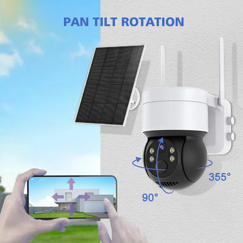 Surveillance WIFI Solar Camera 2MP PIR Human Detection Outdoor Security With Solar Panel Wireless  PTZ Battery Camera iCsee APP