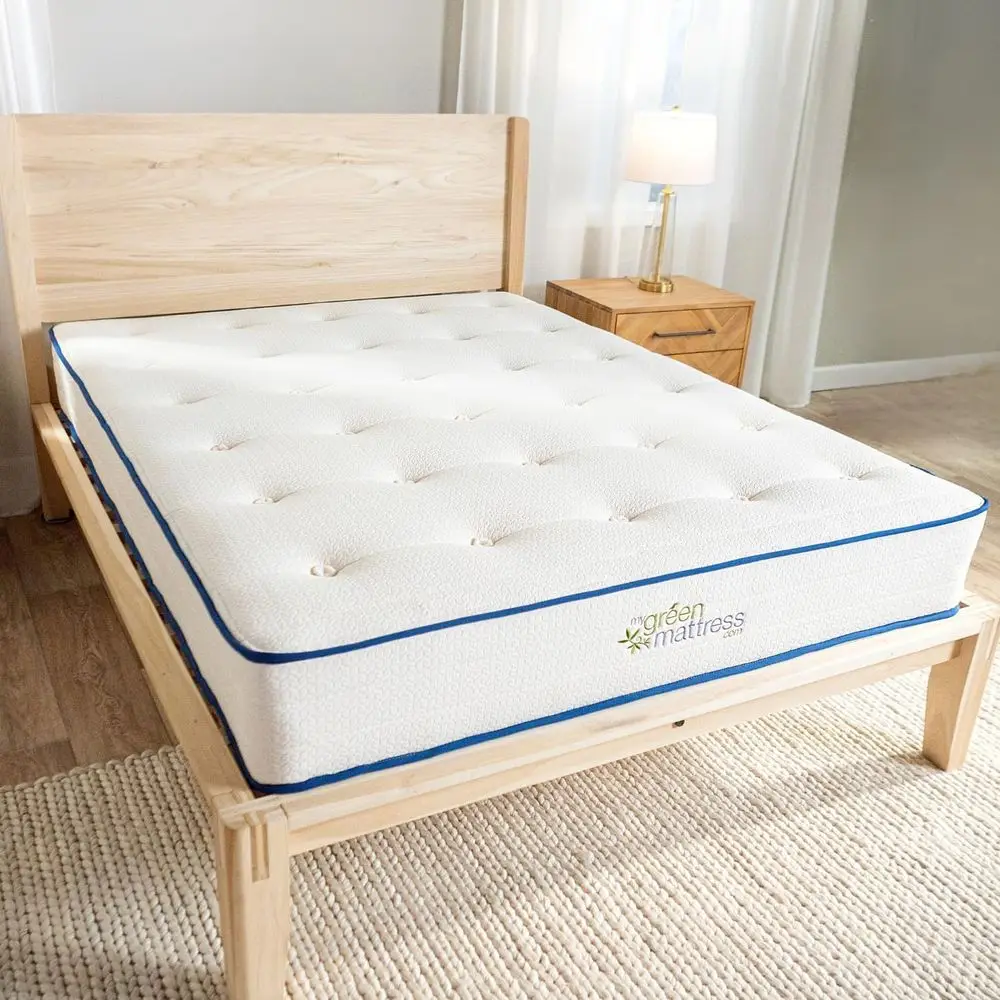 Organic Hybrid Latex Mattress with Cotton & Wool, Certified Latex, 7-Zone Coil Support, Hand-Tufted, Medium Firm, Breathable - T