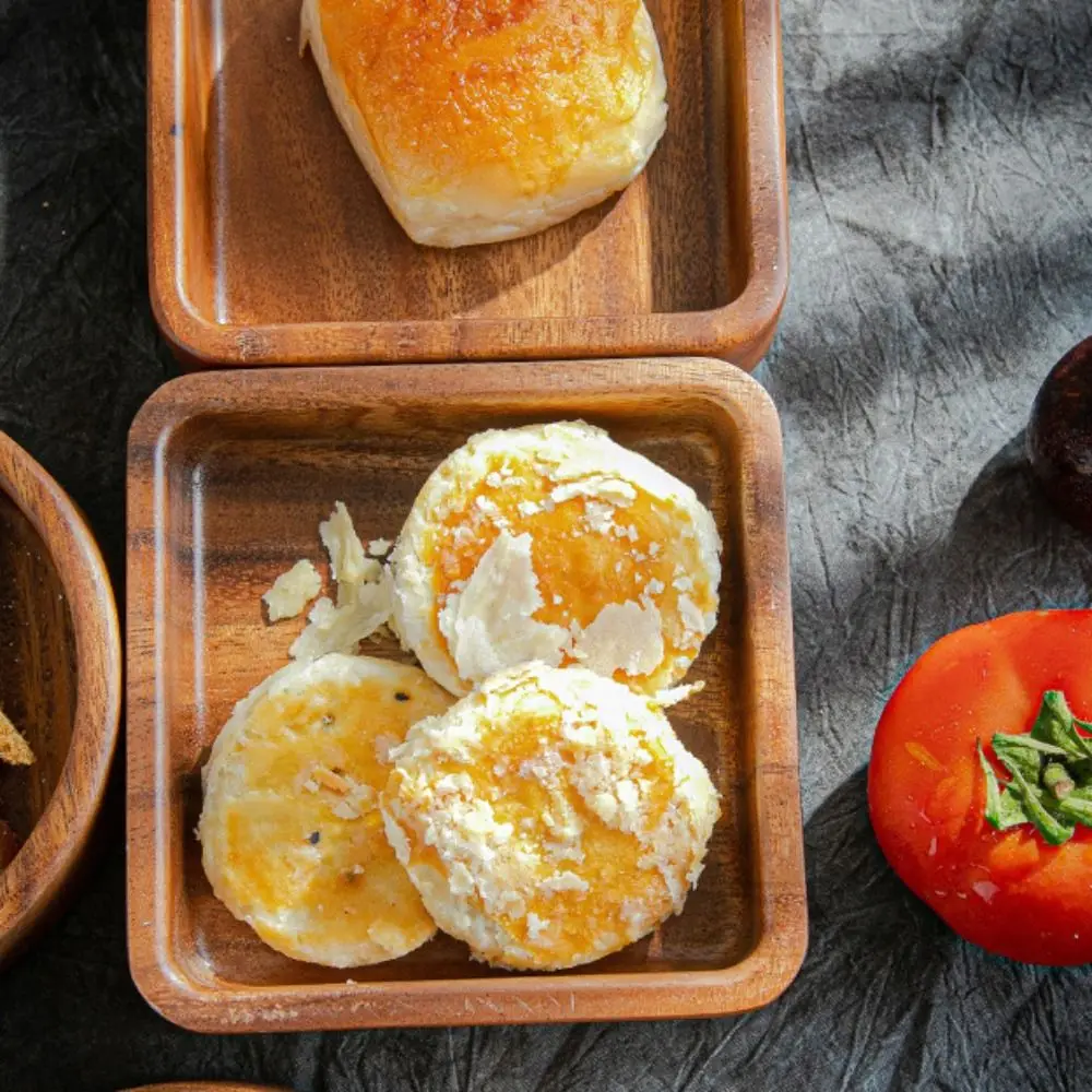 Dessert Platter Japanese Style Wooden Fruit Tray Natural Round/Square Tea Serving Plate Durable Snack Tray Restaurant