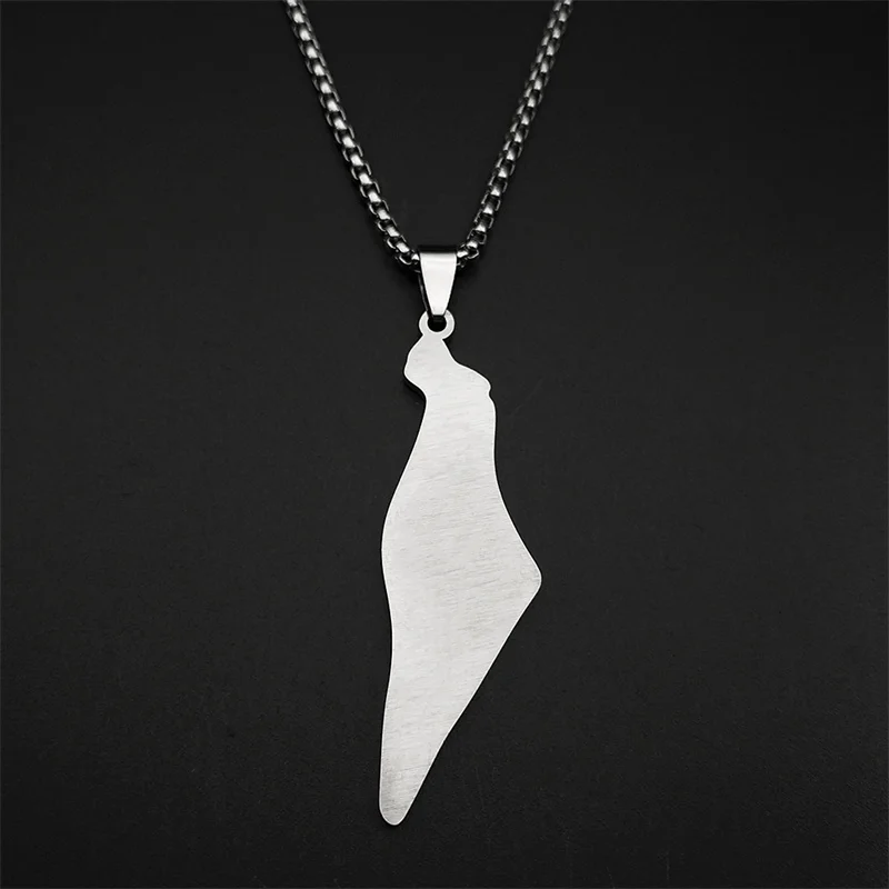 Israel Map Country Pendant Necklace for Women Men Stainless Steel Gold Silver Color Magen Jewish Hebrew Chain Jewelry Gift