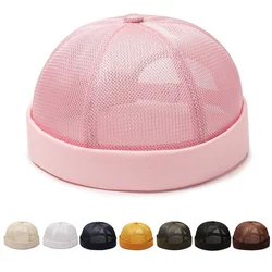 Vintage Men's Summer Cotton Brimless Skullies Cap Street Portable Docker Hats Multipurpose Beanie Hat Hip Hop Hats Japanese INS