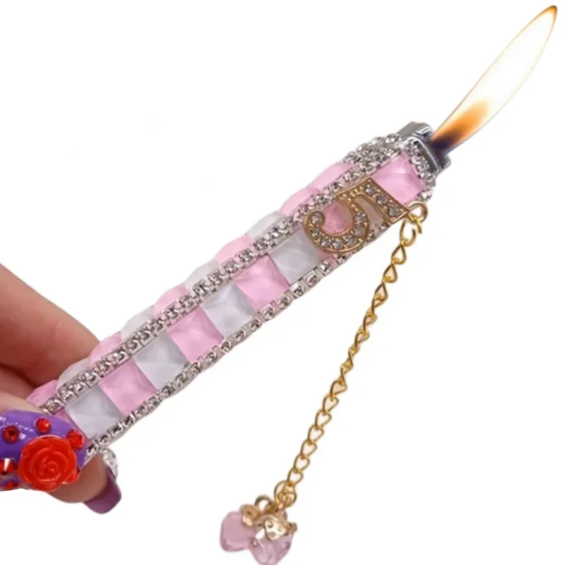 Ladies Daily Lighter Beautiful Rhinestone Lighter Butane Torch Lighter Electronic Ignition Gadgets Lighter Smoking Accessories